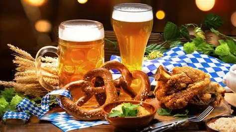 Oktoberfest party theme in traditional Bavarian blue and white