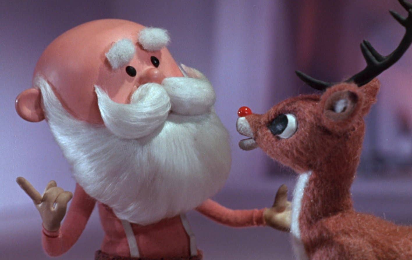 Rudolph the Red-Nosed Reindeer classic animated Christmas scene