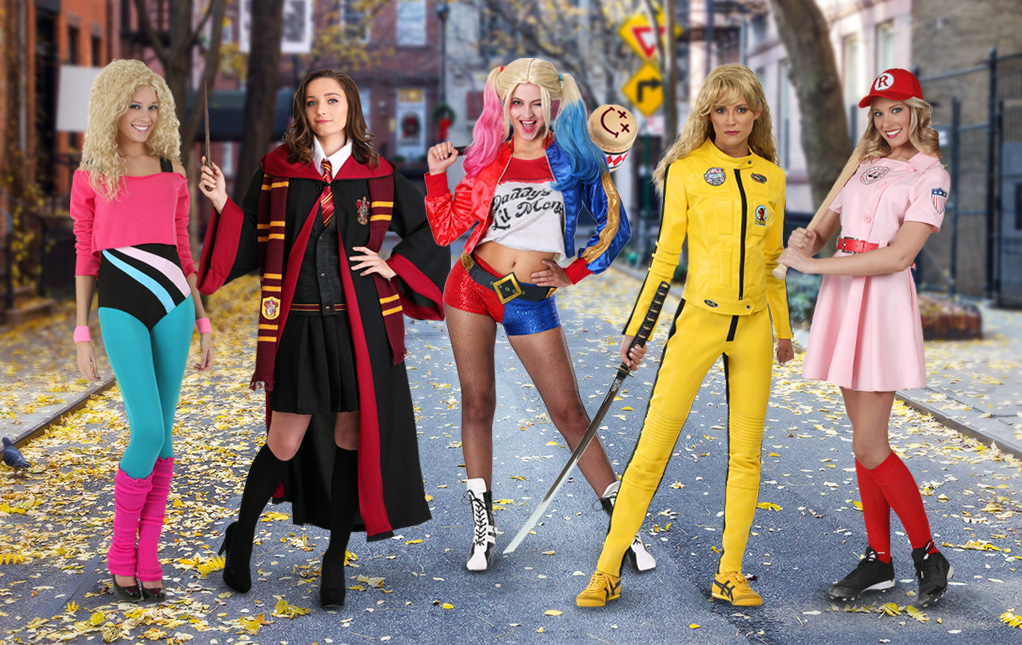 Guests displaying creative costumes for a Halloween costume contest